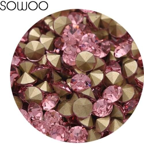 Pink color rhinestone 1440pcs/lot 2-6mm sizes Round crystal Fancy stone Pointed back glass stone For Choice Jewelry Making