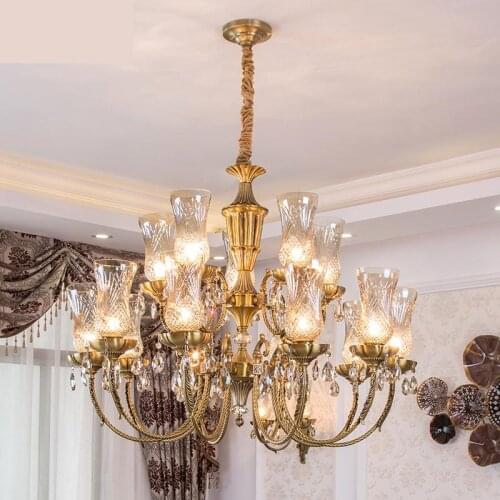 Modern copper chandelier crystal chandelier lighting led living room light bedroom Chandeliers Lamps Ceiling luxury atmospheric