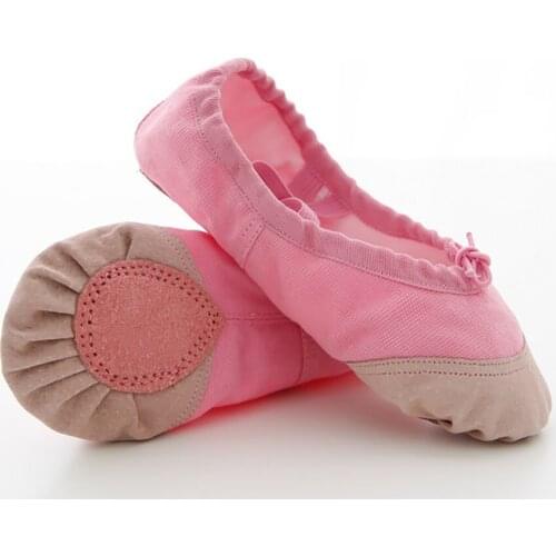 Girls Soft Canvas and Leather Head Cat Paw Dance Slipper Ballet Shoes Ballerina Shoes