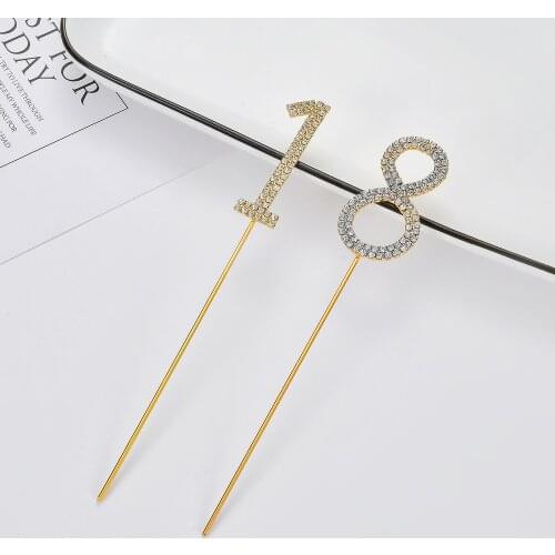 16 - 25 years old Creative birthday cake decorate cake number 0-9 alloy diamond Birthday Insert Cake Inserting Card For party