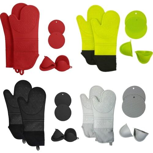 6 Pcs Length Thickened Silicone Microwave Oven Mitts With Pinch Mitts & Silicone Pads For Baking Cooking Kitchen superior