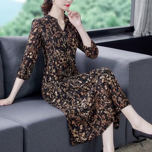 Vintage Floral Mesh Chiffon Beach Midi Dress 2021 Spring Autunm Casual 5XL Plus Size Dress Women Elegant Bodycon Party Vestidos