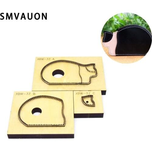 SMVAUON Japanese Steel Cutting Die Cat Shape Key Ring DIY Key Case Fun Pendant Leather Cutter Mold Knife Mould Hand Punch Tool