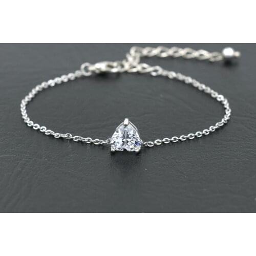 Elegant Crystal Zircon Rhinestone Love Heart Bracelet For Women Stainless Steel Chain Charm Bracelets Silver Color Jewelry Gift