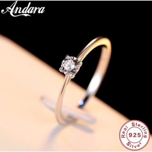 2018 Classic Luxury Solid Color 925 Sterling Silver Ring 4mm AAA Zircon Wedding Ring Jewelry Ring Female Engagement