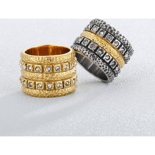 17mm Width European New Retro Punk Gorgeous Retro Ring Fashion Personality Stereoscopic Cubic Zirconia Vintage Ring Jewelry