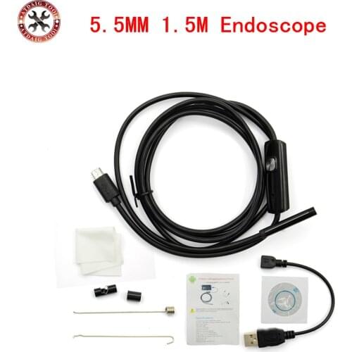 1.5M 5.5mm Lens HD 720P USB Endoscope Waterproof 6 LEDs Inspection Pipe Endoscope Camera Borescope For Android Phone PC