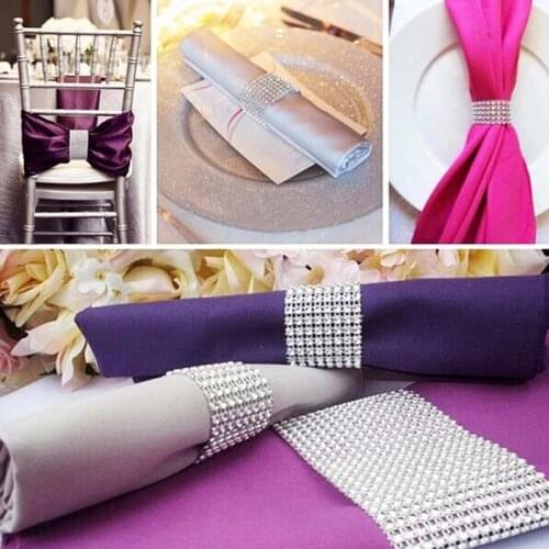 1pc Gold Silver Napkin Ring Hollow Net Diamond Napkin Buckle Wedding Festival Event Decoration Crafts Hotel Tableware Supply