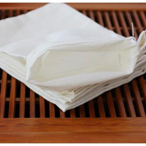 10pcs/lot Empty Teabags Cotton Muslin Drawstring Strainer Tea Spice Food Separate Filter Bag With String 13x16cm
