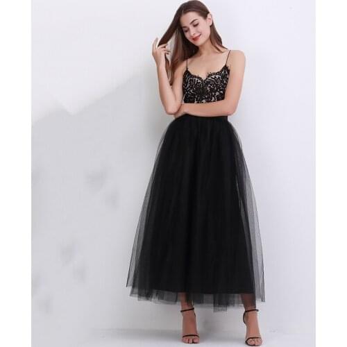 100cm Euro Style 4 Layers Women Vestidos Long Tulle Skirts 2018 Floor Length Tutu Skirts Adult Wedding Lolita Bridesmaid Skirts
