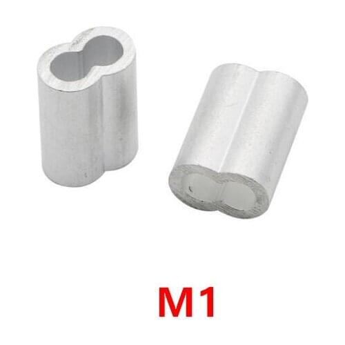 1000pcs M1 Aluminum Furrules Crimping Sleeve 1mm Double-hole 8 Shape Oval Clip Wire Rope Clamp Fastener Rigging Wire Colis