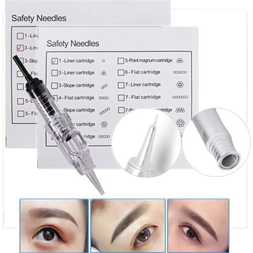 2020 Tattoo Cartridge Needles 1RL 3RL Sterile Permanent Makeup Eyebrow Lip Eyeliner Microblading Needle Tips Disposable Supplies
