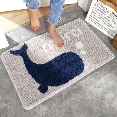 45x65cm Plush bath mat absorbent non-slip whale bathroom mats furry bedroom living room carpet kitchen non-slip mat