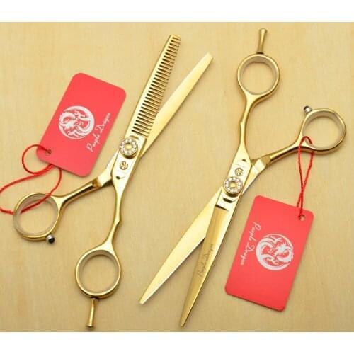 5.5 Inch 16cm Purple Dragon 440C Professional Human Hair Scissors Hairdressing Scissors Cutting Shears Thinning Scissors Z1020