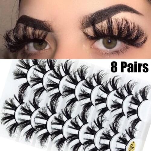 8 Pairs Cross 3D False Eyelashes Long Thick Dramatic Fake Eyelash Volume Fluffy Lashes Set Makeup Extension Tools Faux Cils