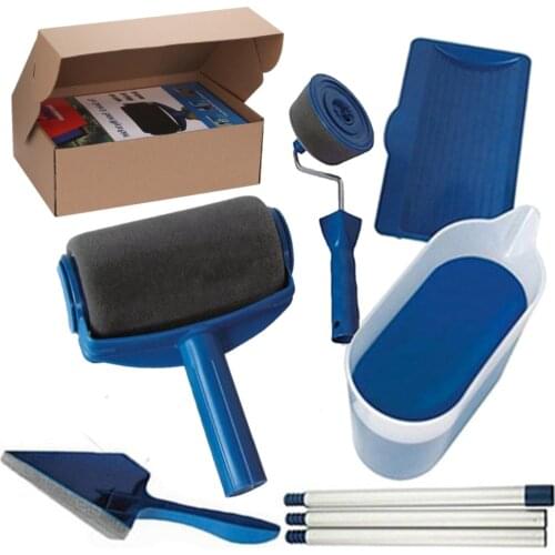 8pc/set Multifunctional Wall Decorative Paint Roller Corner Brush Handle Tool DIY Household Easy to Operate Painting Brushes Kit