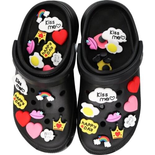 Shoe Decoration Accessories Shoe Accessories Bag Apparel Shoe Charms Heart Rainbow Poached Egg for Croc Jibz Kids Party