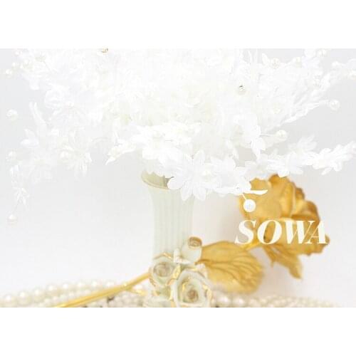Free Shipping 25mm Head White Mulberry Fabric Flower Bouquet/Wire Stem/ Wedding Scrapbooking Artificial pearl Flower(500pcs/lot)