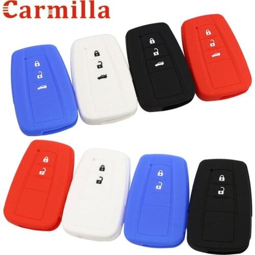 Carmilla Silicone Car Key Fob Cover Case for Toyota CHR C-HR Camry Prius Prado 2016 - 2020 2 3 Buttons Remote Keyless