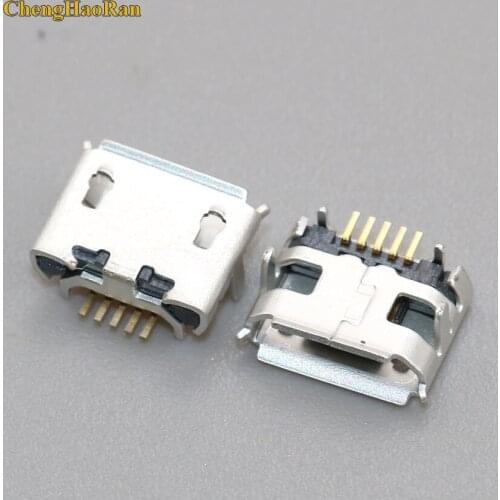 ChengHaoRan 1000pcs Small Ox Horn 5Pin Micro USB Female Connector Jacks Socket Micro USB Tail Charging Port Long Pin