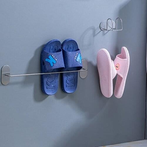 Stainless Steel Bathroom Shoe Holder Kitchen Bathroom Adhesive Wall Mounted Sink Organizers Soap Container Sponge Drain Rack