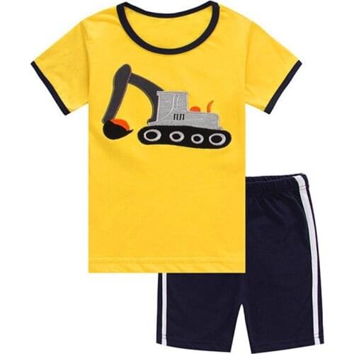 Childrens Cartoon Pajamas Clothing 2021 New Kids Summer Underwear Boy Girls Short Sleeve T-shirt + Shorts For Baby Boy pajamas