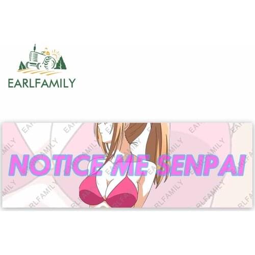 EARLFAMILY 13cm x 4.4cm for NOTICE ME SENPAI Slap Anime Car Stickers Caravan Motorcycle Decal Windshield Trunk Laptop Decals