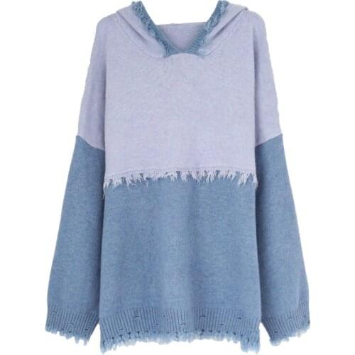 Elegant casual V-neck sweater women long-sleeved fashion hooded Knit pullover loose plus size 2020 fall/winter female clothing