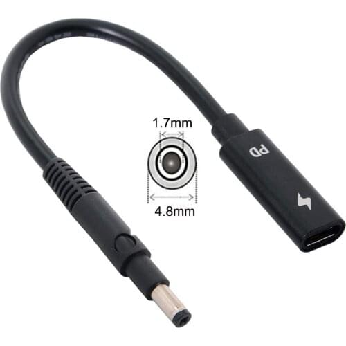 Type C USB-C Female Input to DC Power PD Charge Cable fit for Laptop 18-20V (4.8x1.7mm)
