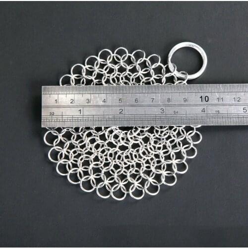 Cast Iron Cleaner Cast Iron Scrubber, 316 Stainless Steel Chainmail Scrubber with Corner Ring, Anti-Rust Cleaner for Cookware