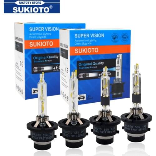 SUKIOTO 2PCS Xenon D2R 85126 55W D2S hid projector Bulb 85122 5500K D4S 42402 D4R Car Headlight Spare Lamp Bulb Super bright