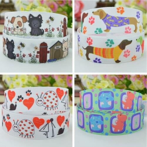 10 Yards 22mm 7/8" dachshund dog Animal Printed grosgrain ribbon hair bow Headwear DIY hair accessories retail B0929