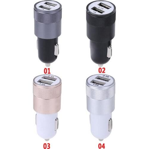 Metal Dual USB Aluminium Alloy 5V 2.1A Car Cigarette Lighter Adapter Charger Anti Scratch Car Charger For Phone