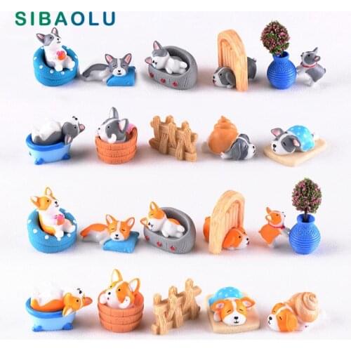 Seaside Dog Miniature Figurine Holiday animal figure DIY Accessories Doll House Decoration Simulation cartoon animal models toy