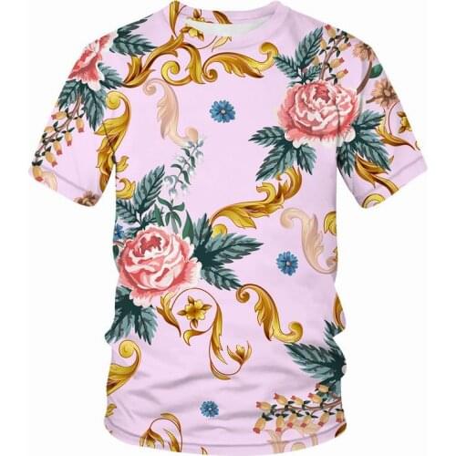 2021 Summer Fashion New rose 3D flower Printing Pattern Mens Short Sleeve Trend Casual T-shirt Apparel art Men clothing Tops