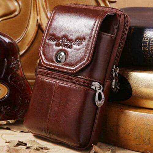 New Men Genuine Leather Waist Pack Pocket Small Belt Hip Bum Fanny Purse Pouch Fashion Cowhide Wallet Cell Mobile/Phone Bag