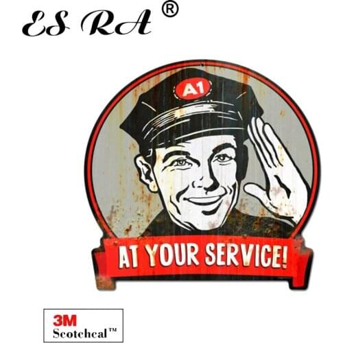 Retro Sticker Sign Decals Vinyl Vintage Pegatinas at Your Service Waterproof Matt for Car Motor Helmet Pitcher Skateboard