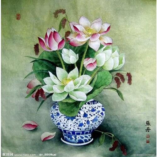 Still life lotus flower Arts Handmade Needlework Embroidery DIY Cross Stitch Kits Crafts 14CT Unprinted Home decoration