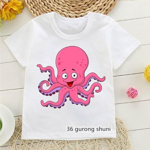 New Kawaii Humor Octopus T Shrit Polvo Do Humor T-Shirt Kids Clothes Boys Girls Tshirt Short Sleeve T-Shirts Harajuku Tee Tops