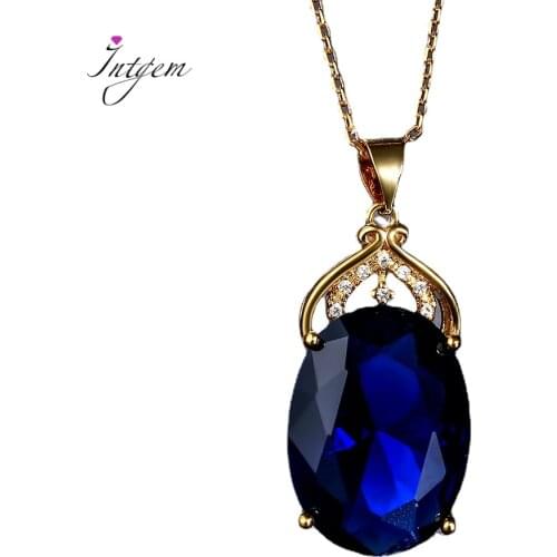 Charm 18k Gold Plated Silver 36CT Necklace Amethyst Sapphire Gemstone Oval Crystal Zircon Pendant Lady Wedding Jewelry Gifts