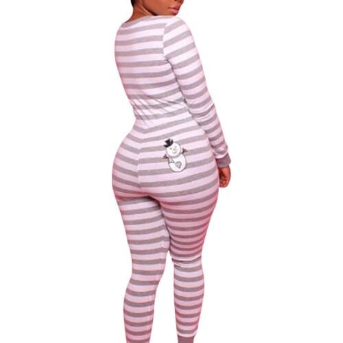 Sexy Women Sport Jumpsuit One Piece Nightwear Long Sleeve V-neck Stripe Playsuits Romper Yoga Set Sportswear For Women /2