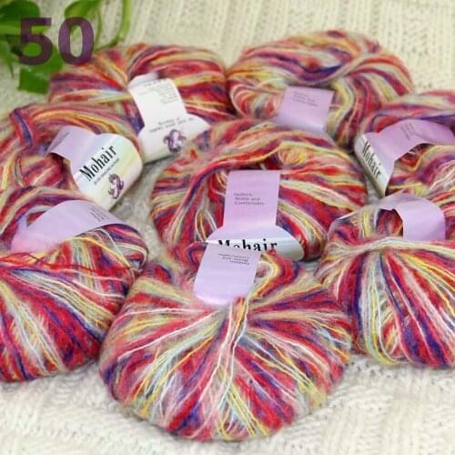 Sale New 8BallsX25g Luxury Soft Mohair Warm Wrap Shawl Hand Knit Crochet Yarn Red Yellow Blue Rainbow 291-50-8