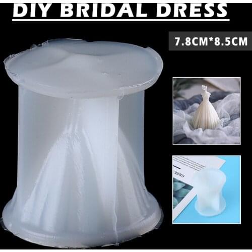 DIY Crystal Resin Candle Moulds 3D Wedding Dress Wax Melt Mold Silicone Mould Soap Dessert Cake Mold Reusable Handmade Craft