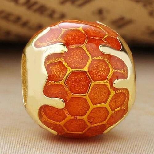 Original Gold Color Yellow Enamel Shine Golden Honey Beads Fit 925 Sterling Silver Charm Bracelet Bangle Diy Jewelry