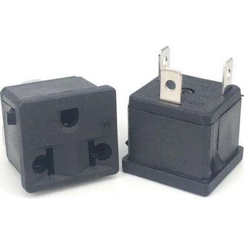 Chassis Female 3PIN US Nema 5-15R AC Inline Socket Plug Adapter Industrial Power Connector Supply Output Outlet 10A/250V