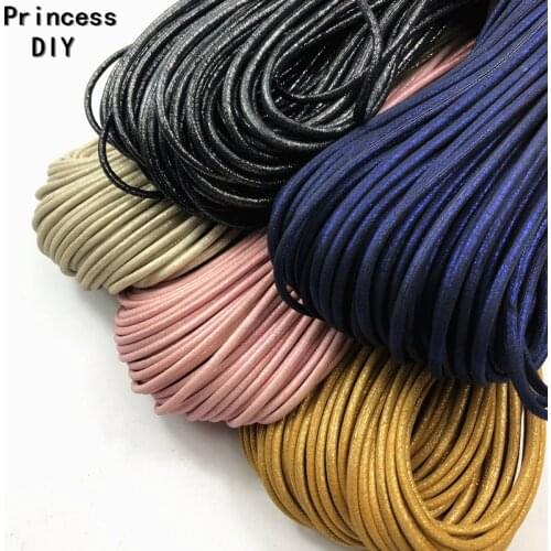 5M/Lot Fashion New Jewelry Making Finding Glitter 3mm Round Cord PU Fiber Leather Rope Strip DIY Bracelet Necklace Choker Craft