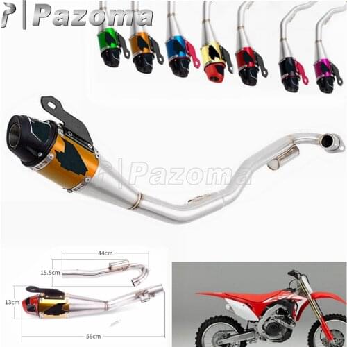 Motorcycle Muffler Exhaust Complete System with 440 mm Steel Curved Pipe Aluminum Muffler For Honda CRF 230F CRF230F 2008-2020