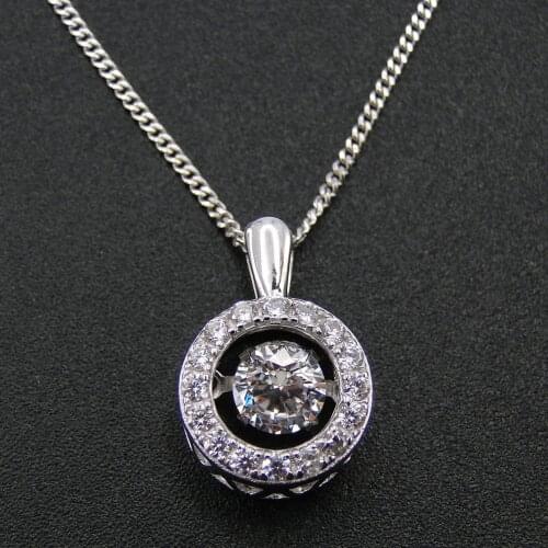 High Quality 925 Sterling Silver Moving Jewelry Dancing Diamond Moving CZ Pendant Necklace For Gift