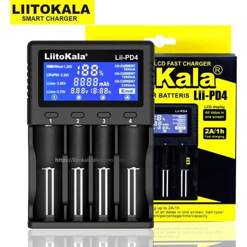 Liitokala Lii-PD4 Lii-500 Lii-500S Lii-PD2 18650 battery charger LCD display 18490 21700 26650 20700 AA AAA etc Test capacity