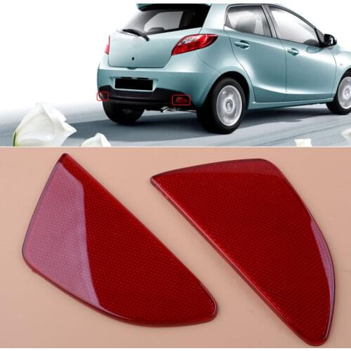 1Pair Car ABS Red Rear Fog Light Bumper Reflector Fit For Mazda 2 Demio 5 Door Hatchback 2015 2016 2017 2018